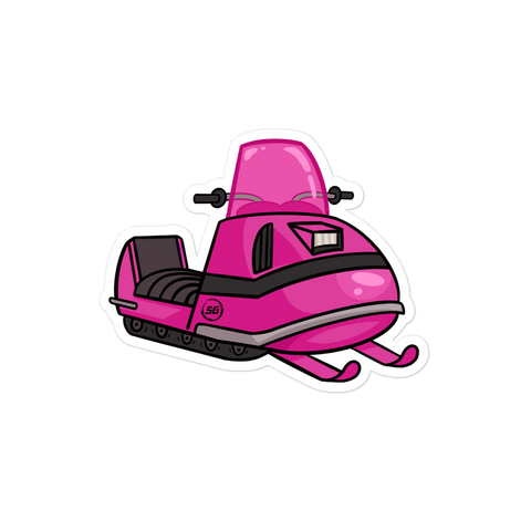 Pink Old Snowmobile Sticker