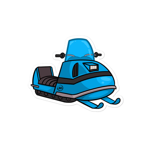 Blue Old Snowmobile Sticker